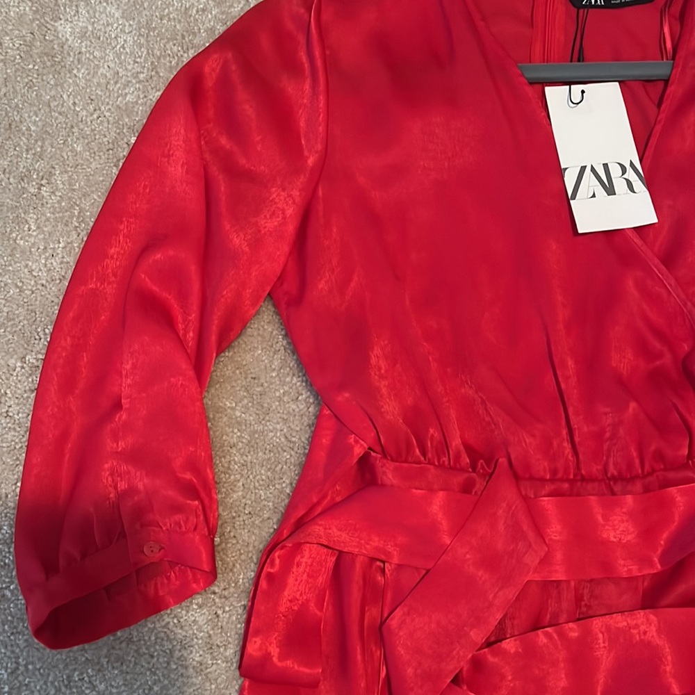 ZARA BLOGGERS FAVORITE SATIN EFFECT BOW JUMPSUIT - Picture 12 of 15